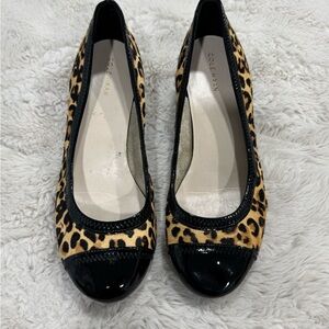 Cole Haan Leopard Print Wedge with Black Patent Cap Toe